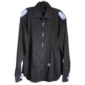 Atelier Black and Blue Dress Shirt Size XXXL